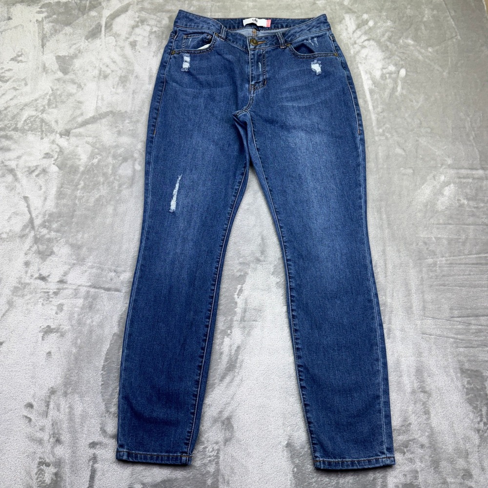 Cabi Jeans Curvy Skinny Dark Wash Distressed Denim Casual Womens Sz 6 Fits‎ 28"